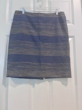 The Limited Navy and Silver Striped Pencil Skirt